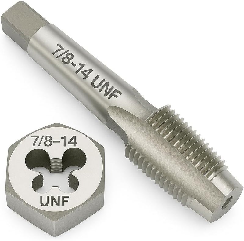 Yamesh 7/8"-14 Thread Tap and Die Set HSS Tap with GCr15 Alloy Steel Hex Die Right Hand Thread Repair Tool for Metalworking and Machinery - Image 1